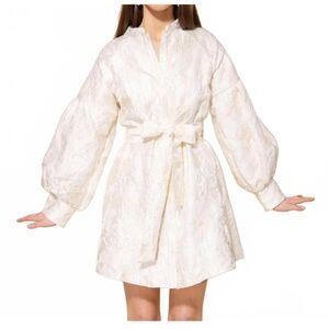 Ellison Shimmer Jacquad Dress in Cream